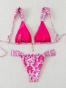 Swim Mod Women's Summer Beach Floral Print Sexy Bikini Set, Random Print, Separated Bikini Set - Multicolor - View 2