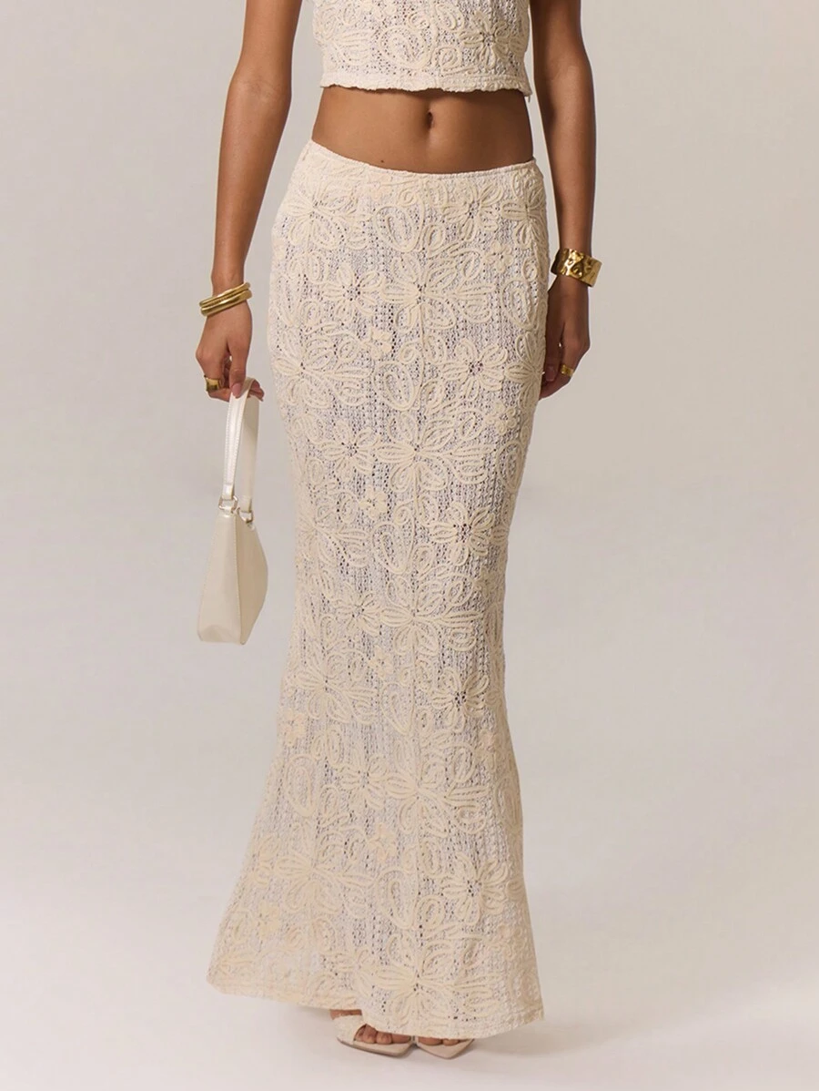 MUSERA Satin Stretch Maxi Skirt Summer Elegant Beach Vacation, Holiday