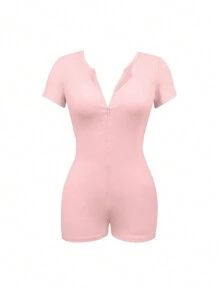 INAWLY Mono de manga corta sencillo y de unicolor para mujer para uso diario