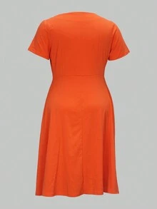 Rochie Casual Imprimata Femei Marime Plus - Portocale - Vizualizare 2