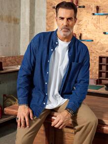 Manfinity Homme American Style Retro Men's Loose Denim Casual Suit DENIM BY DENIM