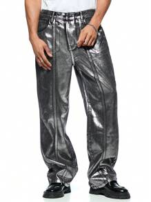 Forever 21 Blugi Flare Vintage Argintii Spalati pentru Barbati