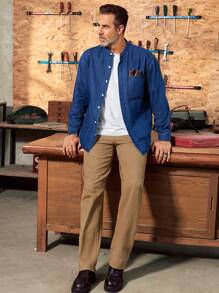 Manfinity Homme American Style Retro Men's Loose Denim Casual Suit DENIM BY DENIM