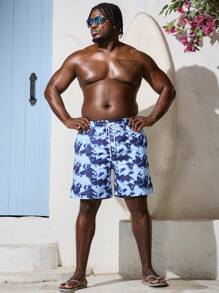 Surfspeed Men's Plus Size Random Printed Beach Shorts - Multicolor - View 7