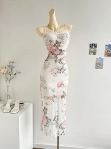 Firerie 女士花朵蕾絲拼接中長款修身連衣裙 - 彩色 - 查看 5