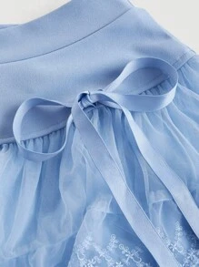 SHEIN MOD Women's Solid Color Mesh Bowknot Casual Summer Skirt