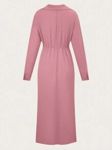 Chiquease 女士夏季休闲长袖日常连衣裙长款女装 - 淺粉色 - 查看 2