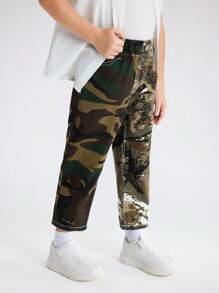 Jungen Street-Style Camouflage Jeans mit Farbblock