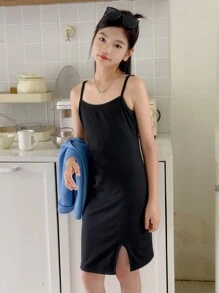SHEIN 青少年女孩休閒簡單襯衫和背帶裙2件套裝 - 彩色 - 查看 4
