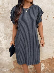 SHEIN LUNE Vestido diario simple de un solo color para mujer de talla grande