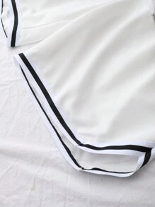 Manfinity Homme Conjunto de camiseta casual masculina de manga curta com gola redonda e estampa de letra de verão e Shorts com cintura de cordão - Multicolorido - Visão 5