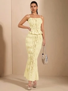 SHEIN BAE Falda cruzada blanca con bordes ondulados, decoración de lazo, estilo sexy y dulce para uso diario
