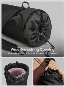 GLOWMODE 16L One-Shoulder Adjustable Padded Shoulder Strap Yoga Mat Holder With Exterior Mesh Pocket Travel Bag - Black - View 3