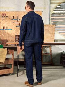 RivetRise Traje informal de mezclilla índigo vintage para hombre de estilo americano, DENIM BY DENIM - Azul lavado oscuro - Ver 4