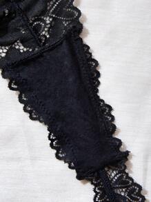 SHEIN Bộ đồ lót hình tam giác và áo ngực có dây buộc màu trơn dành cho nữ - màu đen - Xem 6