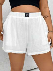 Flirla Große Größen, einfarbiger Patch mit Taschen, lässige Sommer Shorts