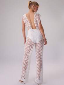 MUSERA Mono de gasa floral con escote bajo, elegante estilo bohemio para el verano y vacaciones
