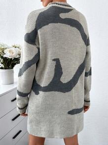EURMUSE vestido de suéter casual de punto - Gris - Ver 2