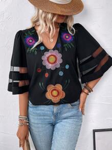 Breezaya Women's Simple Daily Shirt With Floral Print