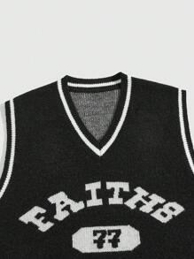 ROMWE MEN Men's Simple Printed Sleeveless Casual Tank Top - Black - View 3