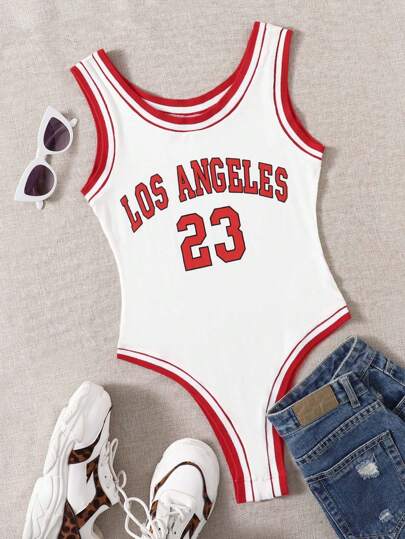 Letter Graphic Ringer Bodysuit