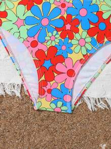 Ensemble de bikini coloré imprimé aléatoire pour fille pré-adolescente