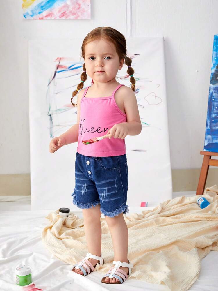 Baby Girl 2pcs White Casual Loose Polka Dot Top And Jeans Set