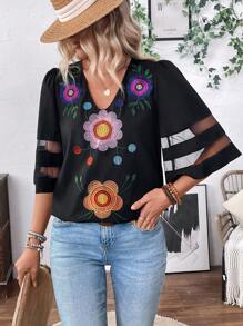 Breezaya Women's Simple Daily Shirt With Floral Print