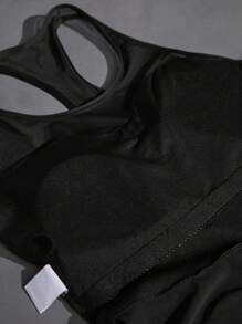 Streetz SHEIN Sport Damen Sport Kleid mit einfarbigem Mesh Kontrast Trägerhalsausschnitt