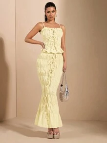SHEIN BAE Falda cruzada blanca con bordes ondulados, decoración de lazo, estilo sexy y dulce para uso diario