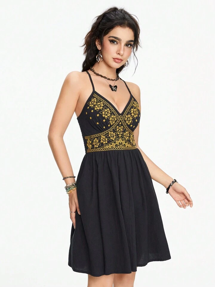 Our Hippie Women's Bohemian Embroidered Short Dress is such a vibe - ROMWE