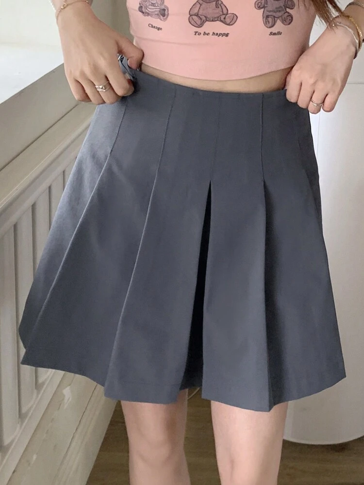 Women's Simple College Style Solid Color A-Line Skirt Fall Skirts