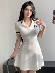 DAZY Women's Color Block Short Sleeve Bodycon Dress Sundress - White - View 6