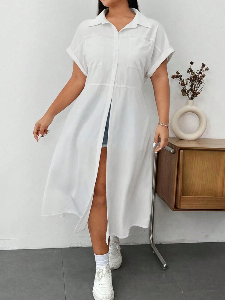 Plus Size V-Neck Short Sleeve Casual And Stylish Shirt