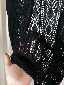 Young Girl Simple Solid Color Kimono Summer - Black - View 5