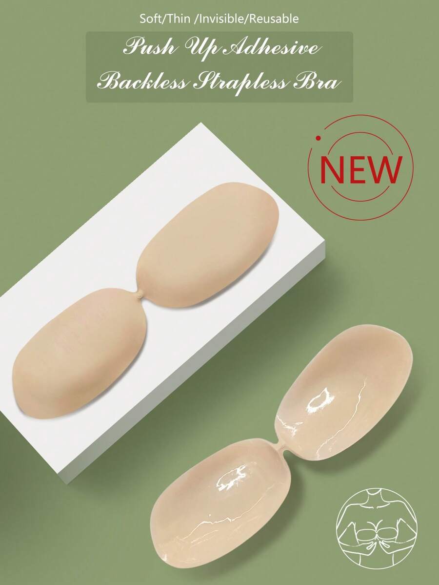 Plus Size One-Piece Adhesive Bra Top - Apricot - View 1