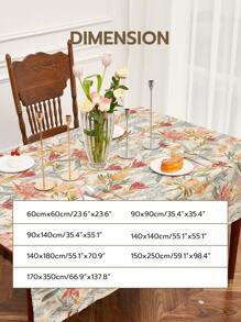 LongNap™ 1 Stück Tischdecke aus rechteckigem Leinen mit floralem Muster und 170GSM, Flecken resistent, faltenfreie dekorative elegante Tischabdeckung aus Stoff für das Esszimmer/Party/Buffet/Hochzeit