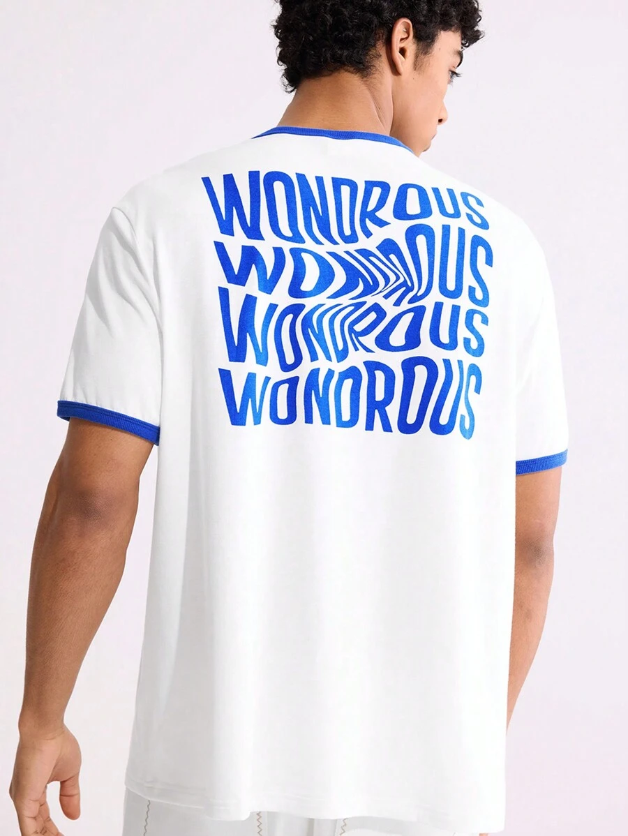 Forever 21 Men's Muscle Fit T-Shirt With Ringer In White With Back Print - White - View 1