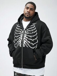 Manfinity VCAY Men's Plus Size Knitted Hooded Sweatshirt, Spring And Autumn Casual Wear, For Fall Winter