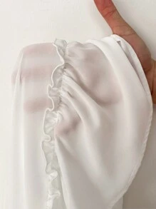 SHEIN EZwear Women's Plus Size Solid Color Ruffled Hem Tank Top Dress - White - View 7