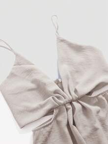 女士镂空褶皱无袖连体裤，夏季 - 米色 - 查看 3