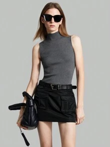 BizChic 女士純色貨物裙 - 黑色 - 查看 3