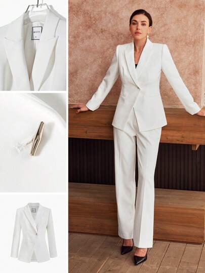 MOTF Classy SOLID PEAK COLLAR BLAZER