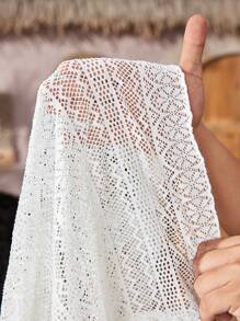 SHEIN Tween Girl Loose Fit Casual Solid Color Round Neck Pullover Top With Simple Ruffle Trim - White - View 7