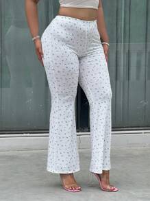 Flirla Plus Size Women's Casual Daily Pants With Random Printed Design Fall Cloth For Women - Multicolor - View 4