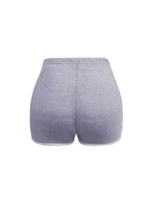 INAWLY Women's Casual Slim-Fit Contrast-Trim Shorts, Summer - Grey - View 3