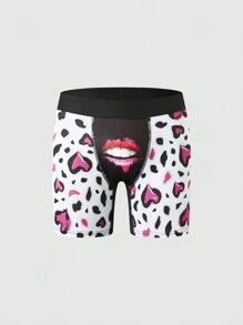 1pc Men's Heart Lips Printed Underwear - Multicolor - View 1