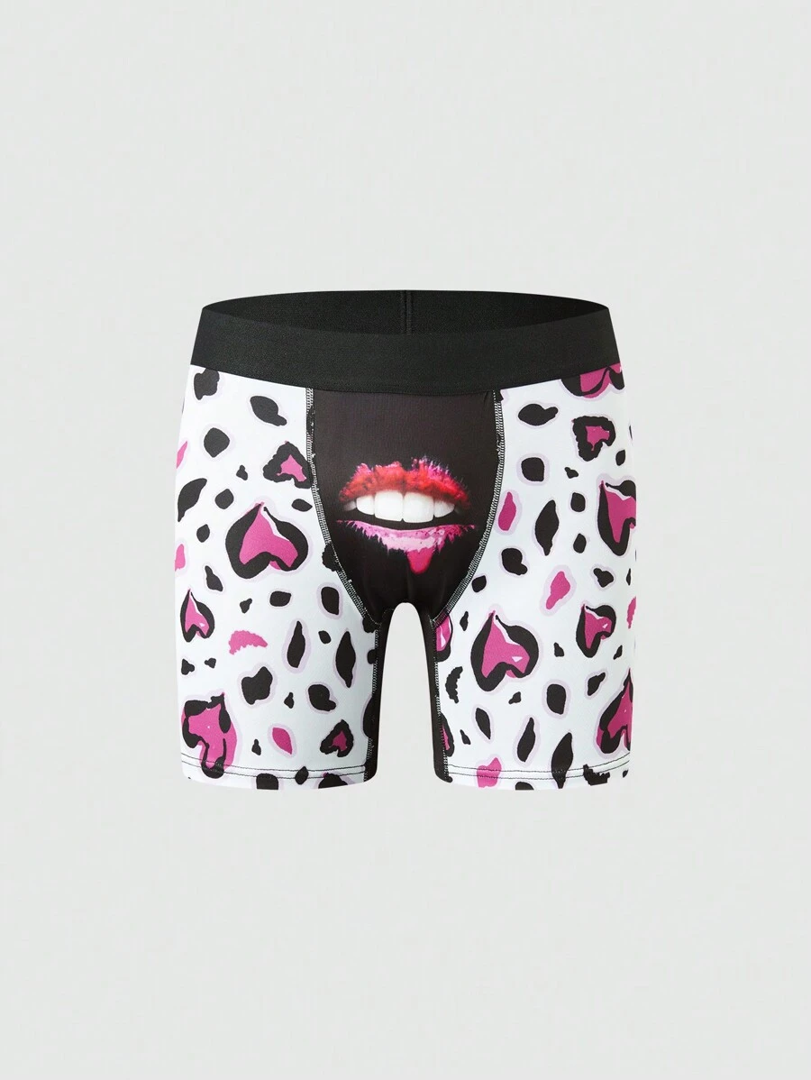 1pc Men's Heart Lips Printed Underwear - Multicolor - View 1