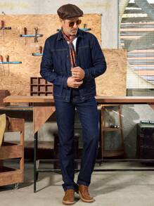 RivetRise Traje informal de mezclilla índigo vintage para hombre de estilo americano, DENIM BY DENIM - Azul lavado oscuro - Ver 6