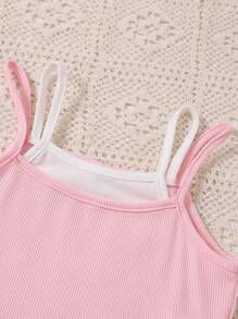 Young Girls 2pcs/Set Pink & Blue Camisoles - Multicolor - View 3